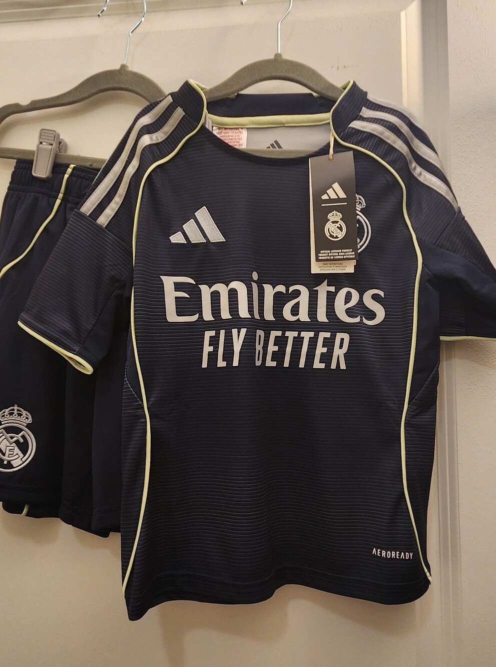 Adidas Kids Real Madrid Emirates Jersey With Shorts